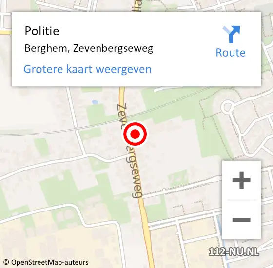 Locatie op kaart van de 112 melding: Politie Berghem, Zevenbergseweg op 28 juni 2021 16:23