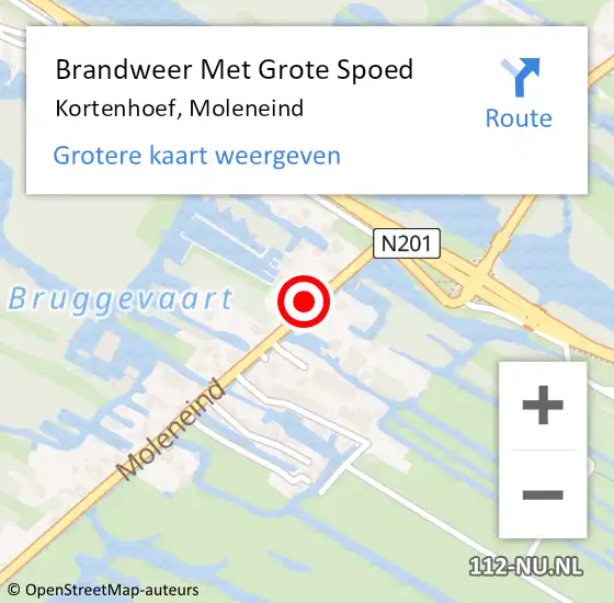 Locatie op kaart van de 112 melding: Brandweer Met Grote Spoed Naar Kortenhoef, Moleneind op 14 juni 2014 16:49