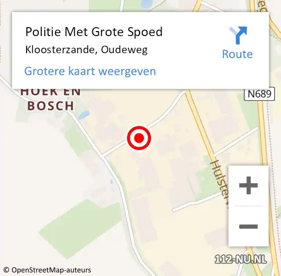 Locatie op kaart van de 112 melding: Politie Met Grote Spoed Naar Kloosterzande, Oudeweg op 28 juni 2021 16:46