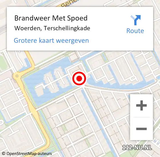 Locatie op kaart van de 112 melding: Brandweer Met Spoed Naar Woerden, Terschellingkade op 28 juni 2021 16:55