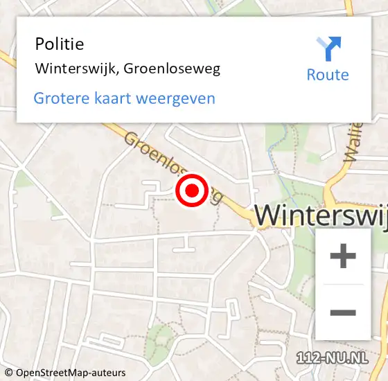 Locatie op kaart van de 112 melding: Politie Winterswijk, Groenloseweg op 28 juni 2021 17:03