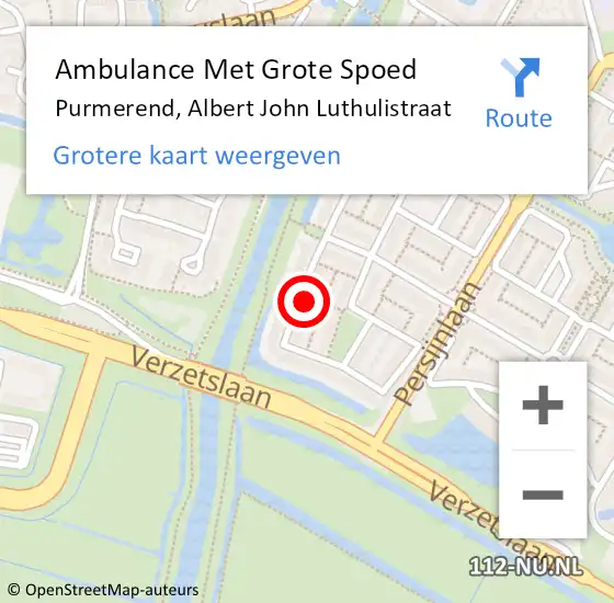 Locatie op kaart van de 112 melding: Ambulance Met Grote Spoed Naar Purmerend, Albert John Luthulistraat op 28 juni 2021 17:46