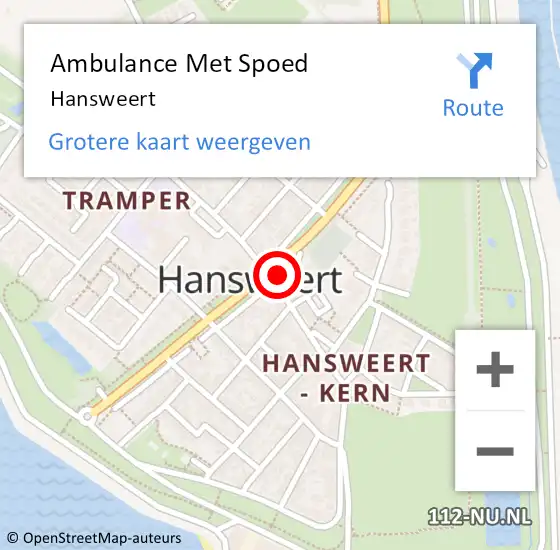 Locatie op kaart van de 112 melding: Ambulance Met Spoed Naar Hansweert op 28 juni 2021 17:57