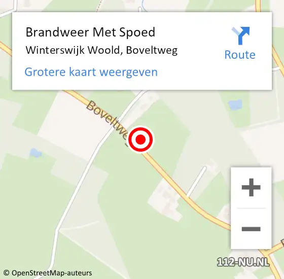 Locatie op kaart van de 112 melding: Brandweer Met Spoed Naar Winterswijk Woold, Boveltweg op 28 juni 2021 18:04