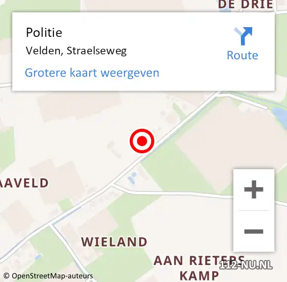 Locatie op kaart van de 112 melding: Politie Velden, Straelseweg op 28 juni 2021 18:18