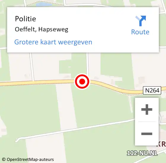 Locatie op kaart van de 112 melding: Politie Oeffelt, Hapseweg op 14 juni 2014 17:01