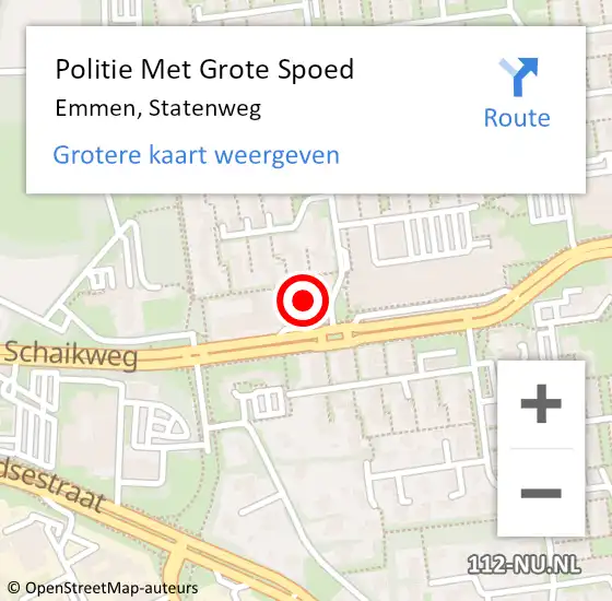 Locatie op kaart van de 112 melding: Politie Met Grote Spoed Naar Emmen, Statenweg op 28 juni 2021 18:29