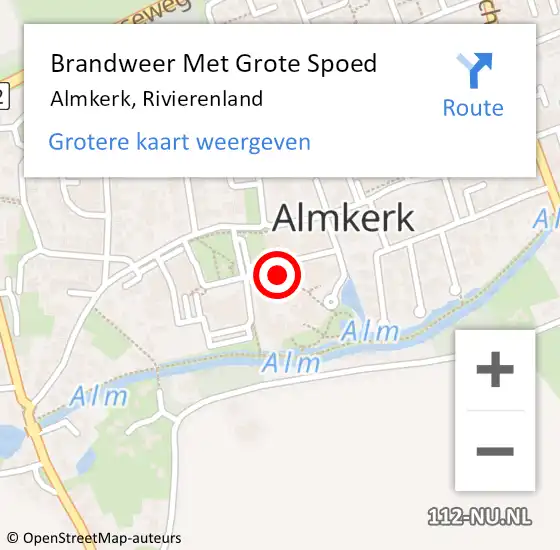 Locatie op kaart van de 112 melding: Brandweer Met Grote Spoed Naar Almkerk, Rivierenland op 28 juni 2021 18:39