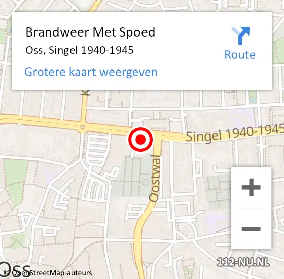 Locatie op kaart van de 112 melding: Brandweer Met Spoed Naar Oss, Singel 1940-1945 op 28 juni 2021 18:57