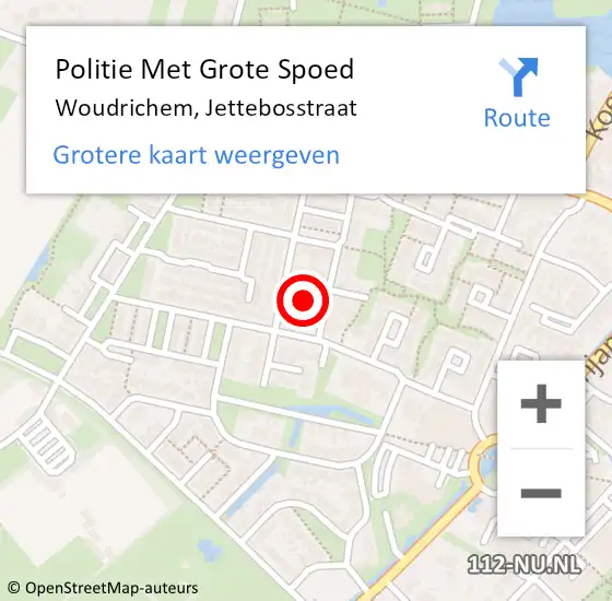 Locatie op kaart van de 112 melding: Politie Met Grote Spoed Naar Woudrichem, Jettebosstraat op 28 juni 2021 19:07