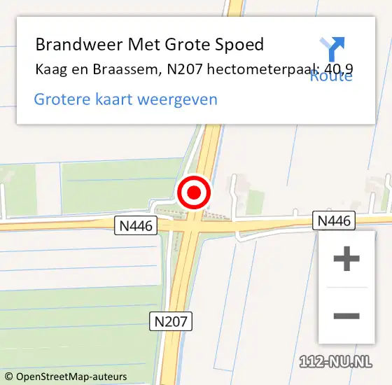 Locatie op kaart van de 112 melding: Brandweer Met Grote Spoed Naar Kaag en Braassem, N207 hectometerpaal: 40,9 op 28 juni 2021 19:07