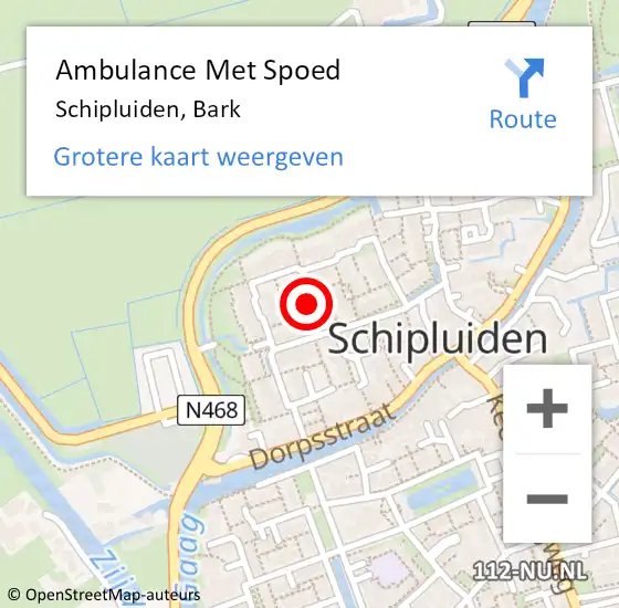 Locatie op kaart van de 112 melding: Ambulance Met Spoed Naar Schipluiden, Bark op 28 juni 2021 19:12