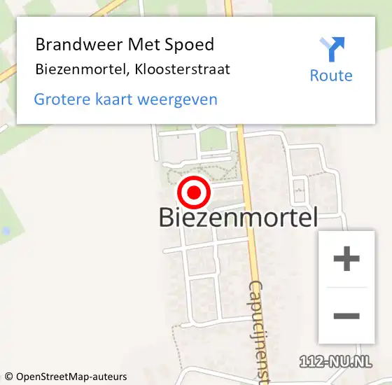 Locatie op kaart van de 112 melding: Brandweer Met Spoed Naar Biezenmortel, Kloosterstraat op 28 juni 2021 19:20