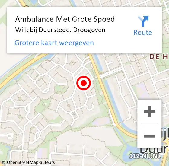 Locatie op kaart van de 112 melding: Ambulance Met Grote Spoed Naar Wijk bij Duurstede, Droogoven op 14 juni 2014 17:09