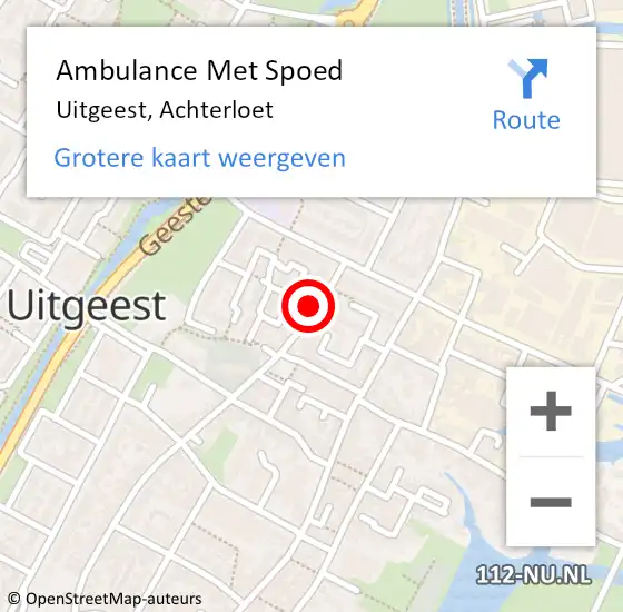 Locatie op kaart van de 112 melding: Ambulance Met Spoed Naar Uitgeest, Achterloet op 28 juni 2021 19:58