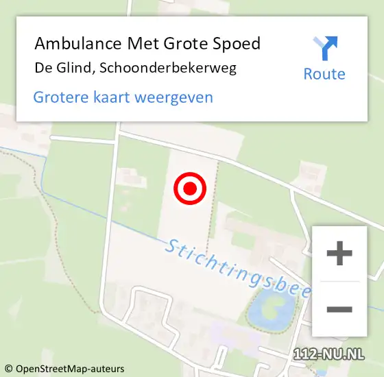 Locatie op kaart van de 112 melding: Ambulance Met Grote Spoed Naar De Glind, Schoonderbekerweg op 28 juni 2021 20:13