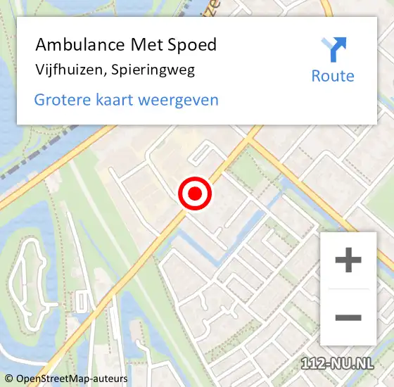 Locatie op kaart van de 112 melding: Ambulance Met Spoed Naar Vijfhuizen, Spieringweg op 28 juni 2021 20:14