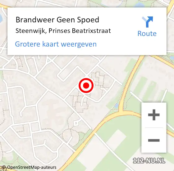 Locatie op kaart van de 112 melding: Brandweer Geen Spoed Naar Steenwijk, Prinses Beatrixstraat op 28 juni 2021 20:14