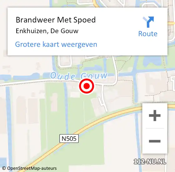 Locatie op kaart van de 112 melding: Brandweer Met Spoed Naar Enkhuizen, De Gouw op 28 juni 2021 20:27