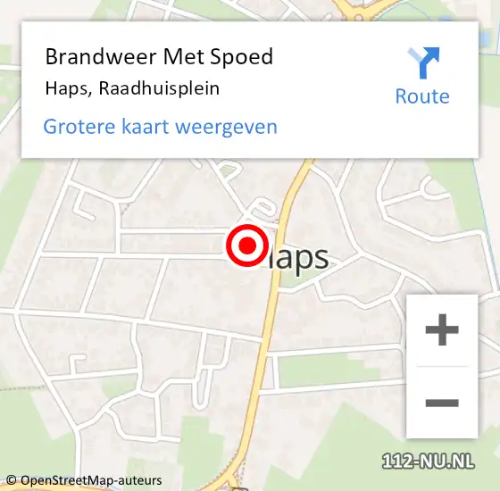 Locatie op kaart van de 112 melding: Brandweer Met Spoed Naar Haps, Raadhuisplein op 28 juni 2021 20:35