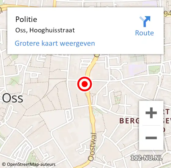 Locatie op kaart van de 112 melding: Politie Oss, Hooghuisstraat op 28 juni 2021 20:36