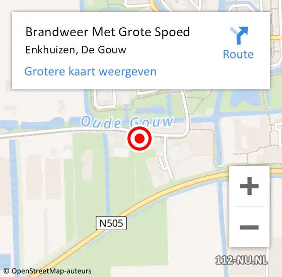 Locatie op kaart van de 112 melding: Brandweer Met Grote Spoed Naar Enkhuizen, De Gouw op 28 juni 2021 20:37