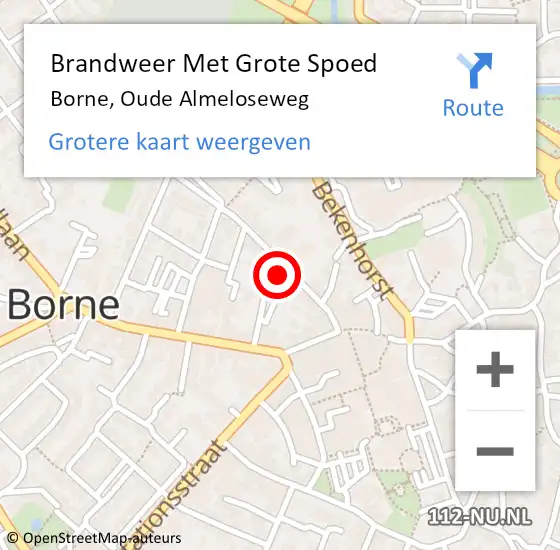 Locatie op kaart van de 112 melding: Brandweer Met Grote Spoed Naar Borne, Oude Almeloseweg op 28 juni 2021 20:38