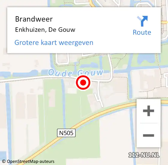 Locatie op kaart van de 112 melding: Brandweer Enkhuizen, De Gouw op 28 juni 2021 20:39