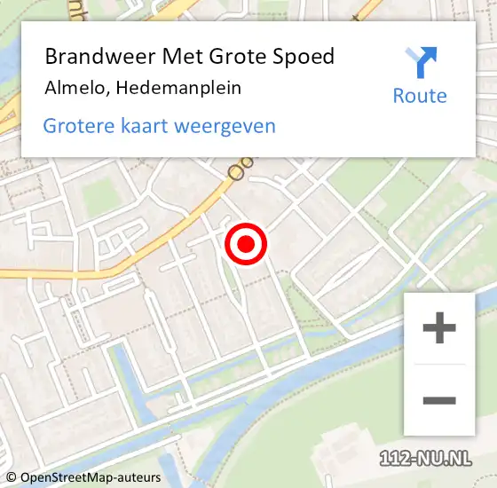 Locatie op kaart van de 112 melding: Brandweer Met Grote Spoed Naar Almelo, Hedemanplein op 28 juni 2021 20:40