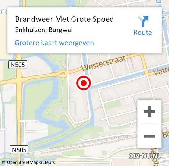 Locatie op kaart van de 112 melding: Brandweer Met Grote Spoed Naar Enkhuizen, Burgwal op 28 juni 2021 20:59