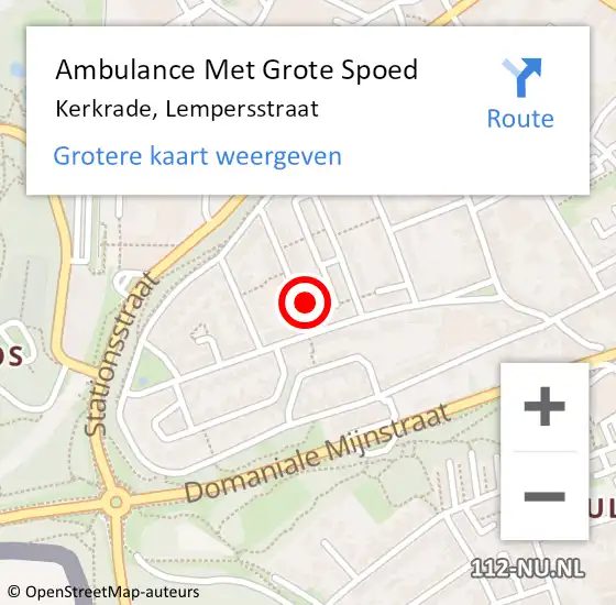 Locatie op kaart van de 112 melding: Ambulance Met Grote Spoed Naar Kerkrade, Lempersstraat op 14 juni 2014 17:14