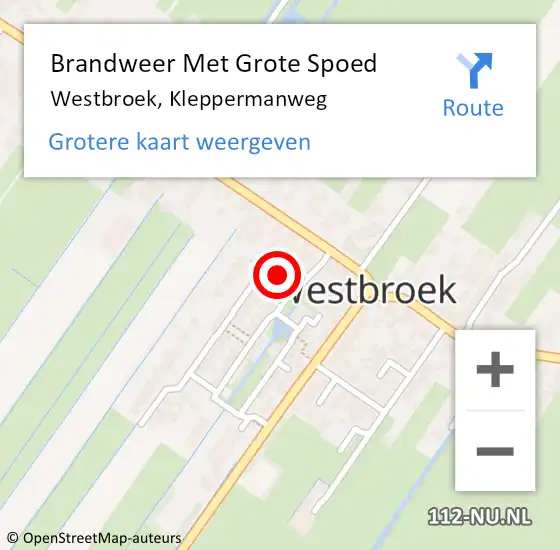 Locatie op kaart van de 112 melding: Brandweer Met Grote Spoed Naar Westbroek, Kleppermanweg op 14 juni 2014 17:15