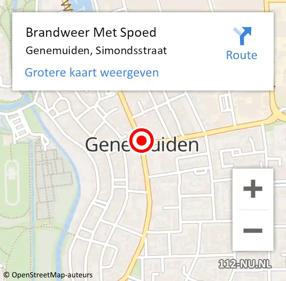 Locatie op kaart van de 112 melding: Brandweer Met Spoed Naar Genemuiden, Simondsstraat op 28 juni 2021 21:20