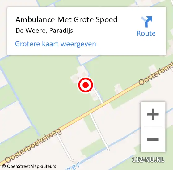 Locatie op kaart van de 112 melding: Ambulance Met Grote Spoed Naar De Weere, Paradijs op 28 juni 2021 21:39