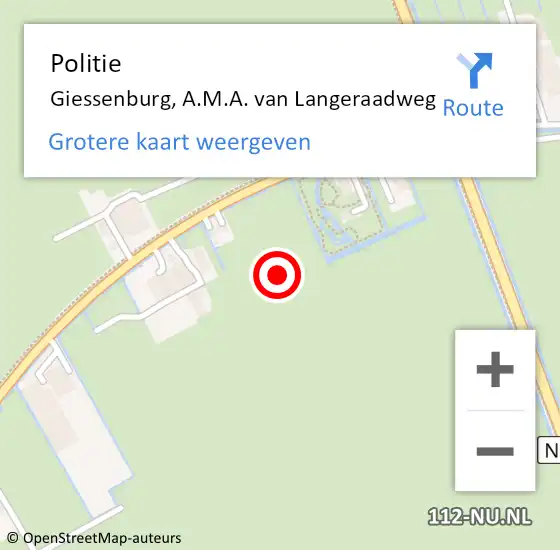 Locatie op kaart van de 112 melding: Politie Giessenburg, A.M.A. van Langeraadweg op 28 juni 2021 21:48