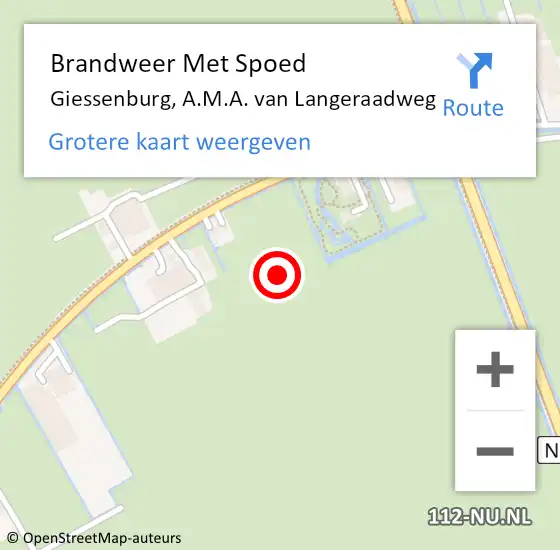 Locatie op kaart van de 112 melding: Brandweer Met Spoed Naar Giessenburg, A.M.A. van Langeraadweg op 28 juni 2021 21:49