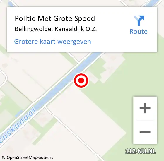 Locatie op kaart van de 112 melding: Politie Met Grote Spoed Naar Bellingwolde, Kanaaldijk O.Z. op 28 juni 2021 21:50