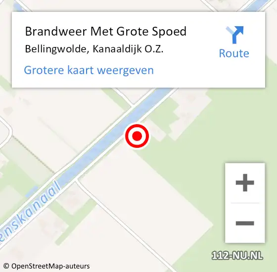 Locatie op kaart van de 112 melding: Brandweer Met Grote Spoed Naar Bellingwolde, Kanaaldijk O.Z. op 28 juni 2021 21:50