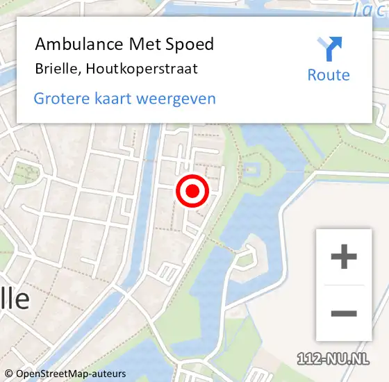 Locatie op kaart van de 112 melding: Ambulance Met Spoed Naar Brielle, Houtkoperstraat op 28 juni 2021 22:01