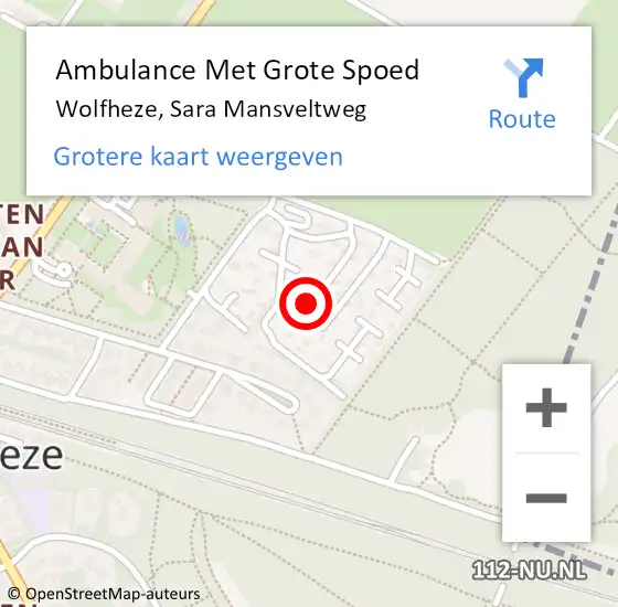 Locatie op kaart van de 112 melding: Ambulance Met Grote Spoed Naar Wolfheze, Sara Mansveltweg op 28 juni 2021 22:02