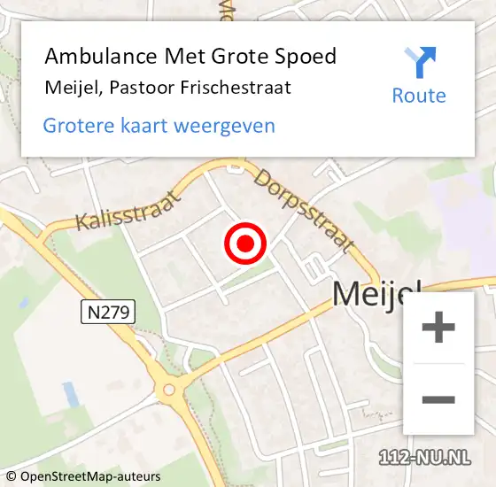 Locatie op kaart van de 112 melding: Ambulance Met Grote Spoed Naar Meijel, Pastoor Frischestraat op 28 juni 2021 22:04