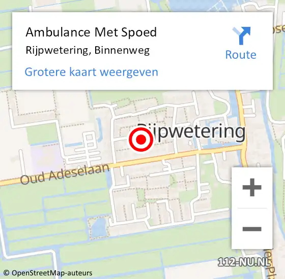 Locatie op kaart van de 112 melding: Ambulance Met Spoed Naar Rijpwetering, Binnenweg op 28 juni 2021 22:09