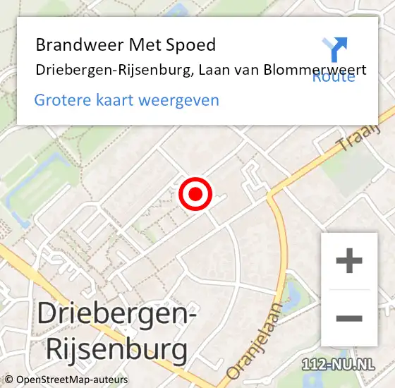 Locatie op kaart van de 112 melding: Brandweer Met Spoed Naar Driebergen-Rijsenburg, Laan van Blommerweert op 28 juni 2021 22:47