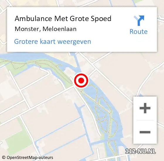 Locatie op kaart van de 112 melding: Ambulance Met Grote Spoed Naar Monster, Meloenlaan op 14 juni 2014 17:23