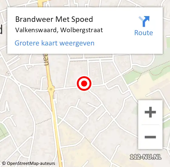 Locatie op kaart van de 112 melding: Brandweer Met Spoed Naar Valkenswaard, Wolbergstraat op 29 juni 2021 00:08