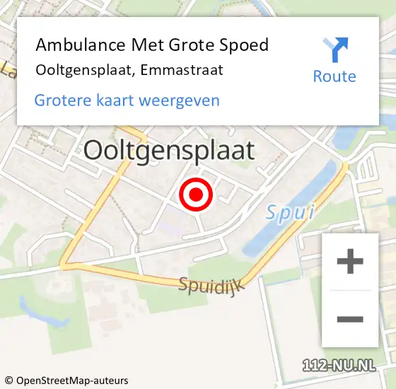 Locatie op kaart van de 112 melding: Ambulance Met Grote Spoed Naar Ooltgensplaat, Emmastraat op 29 juni 2021 00:08