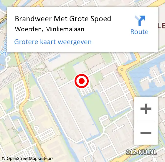 Locatie op kaart van de 112 melding: Brandweer Met Grote Spoed Naar Woerden, Minkemalaan op 29 juni 2021 01:21