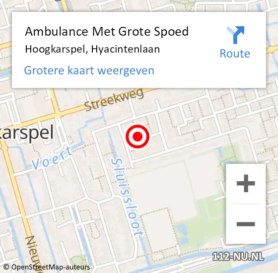 Locatie op kaart van de 112 melding: Ambulance Met Grote Spoed Naar Hoogkarspel, Hyacintenlaan op 29 juni 2021 01:44