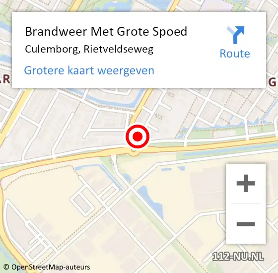 Locatie op kaart van de 112 melding: Brandweer Met Grote Spoed Naar Culemborg, Rietveldseweg op 29 juni 2021 02:24