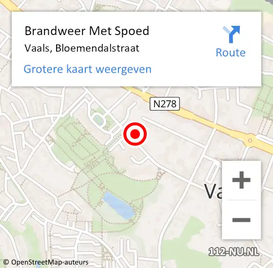 Locatie op kaart van de 112 melding: Brandweer Met Spoed Naar Vaals, Bloemendalstraat op 29 juni 2021 02:24